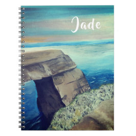 Caderno Espiral Paisagem Mediterrânica de Nome Personalizado