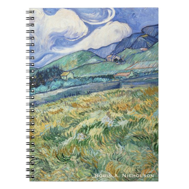 Caderno Espiral Paisagem montanhosa de Van Gogh personalizada (Frente)