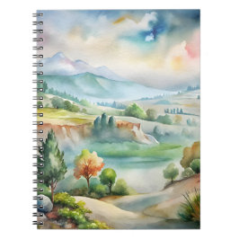 Caderno Espiral Paisagem Montanhosa em Aquarela
