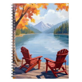 Caderno Espiral Paisagem Montanhosa Tranquila ao lado do Lago | Ma