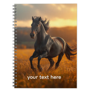 Caderno Espiral Paisagem Outonal de Garanhão Preto Majestoso Quebr