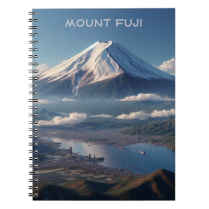 Caderno Espiral Paisagem realista do Monte Fuji Japão Viagem