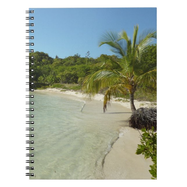 Caderno Espiral Paisagem tropical bonita de antiguan Beach (Frente)