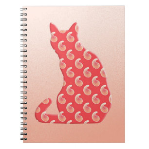 Caderno Espiral Paisley Cat - tons de laranja coral