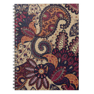 Caderno Espiral Paisley floral sem costura com fl decorativo