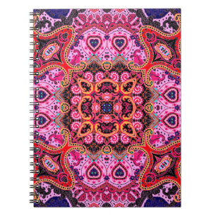 Caderno Espiral Paisley multicolor com padrão de design do lenço