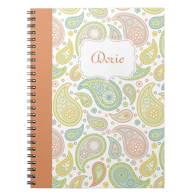 Caderno Espiral Paisley no notebook Peach (Frente)