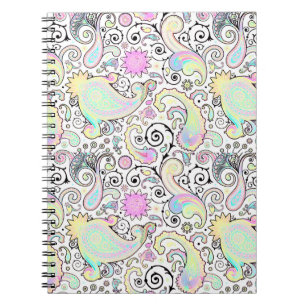 Caderno Espiral Paisley pastel