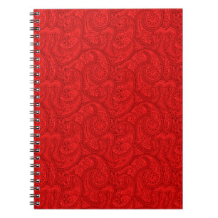 Caderno Espiral Paisley Vermelho