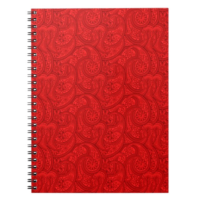 Caderno Espiral Paisley Vermelho (Frente)