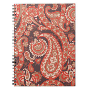 Caderno Espiral Paisley vintage padrão perfeito. Flor fantástica