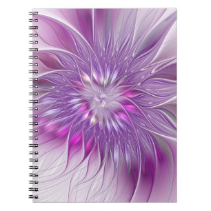Caderno Espiral Paixão roxa rosa Paixão Abstrato Arte Fractal