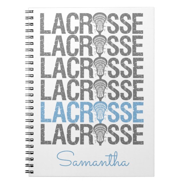 Caderno Espiral Palavra de Lacrosse em Pó Azul (Frente)