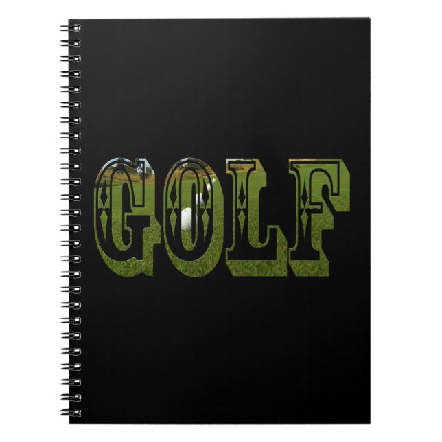 Caderno Espiral Palavra Dimensionada Verde De Golfe Com Bolas. (Frente)