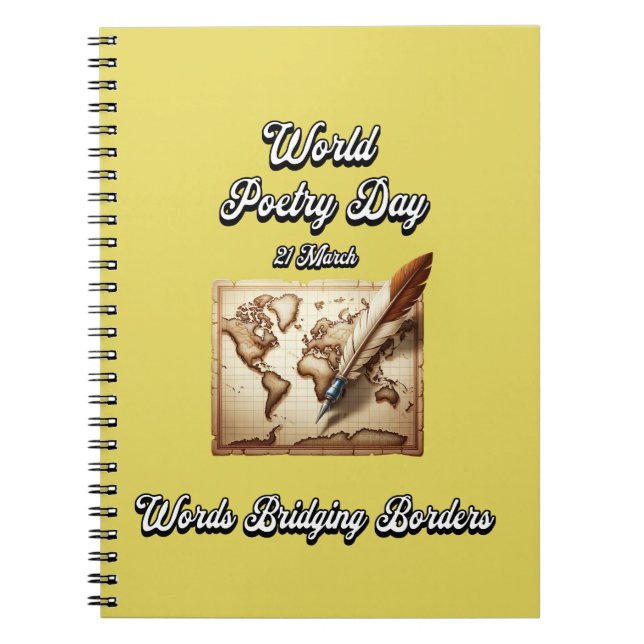 Caderno Espiral Palavras 'Bridging Borders'. Dia Mundial da Poesia (Frente)