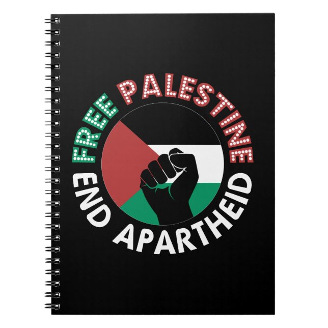 Caderno Espiral Palestina livre acaba com o apiteu sinalizador neg (Frente)