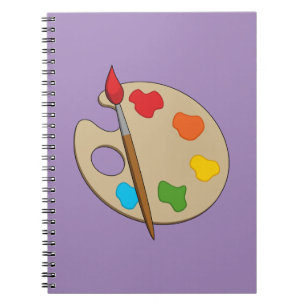 Caderno Espiral Paleta de Artista com Pincel de Pintura