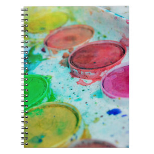 Caderno Espiral Paleta de Pintura de Aquarela Multicolorida para A