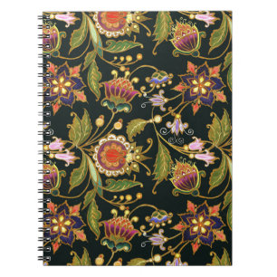 Caderno Espiral Palha Decorativa: Ouro acrílico, púrpura.