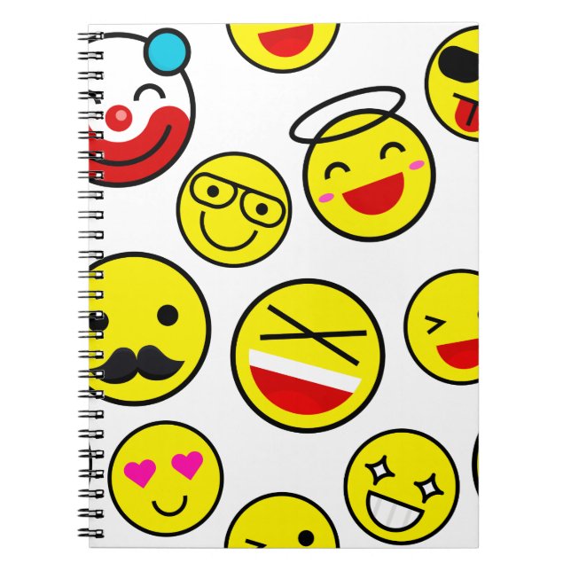 Caderno Espiral palhaço engraçado emojis (Frente)