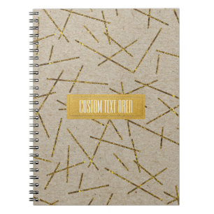 Caderno Espiral Palitos de Confete Dourado Kraft Moderno Chic Glam