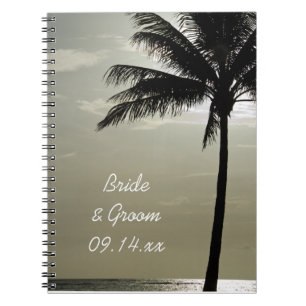 Caderno Espiral Palm Tree Silhouette Beach Wedding