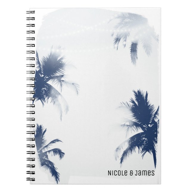 Caderno Espiral Palm Trees Brancos Glamor Quic Moderno Tropical (Frente)