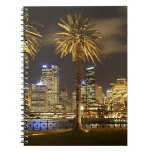 Caderno Espiral Palm Trees e CBD à noite, Sydney, New South