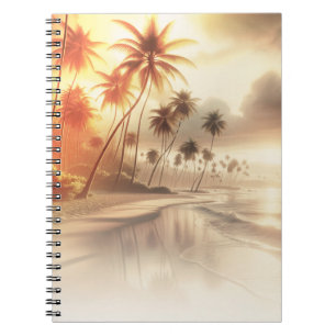Caderno Espiral Palm Trees & Orange Sunset Beach
