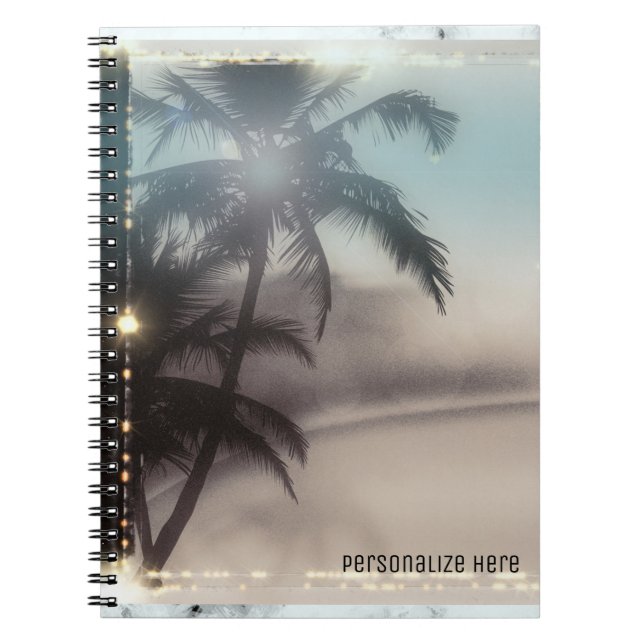 Caderno Espiral Palm Trees Tropical Beach Personalizada (Frente)