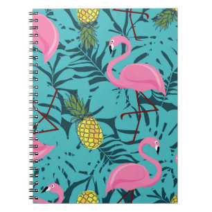 Caderno Espiral Palma de Flamingos Rosa: Havaí exótico