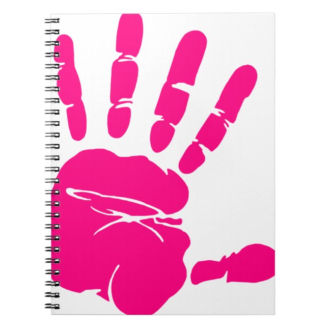 Caderno Espiral Palma de pintura rosa impressão mão (Frente)