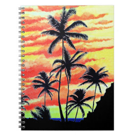 Caderno Espiral Palmas de Coco Sunset Havaiano