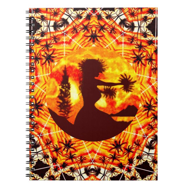 Caderno Espiral Palmas de Hula Sunset Havaiano (Frente)