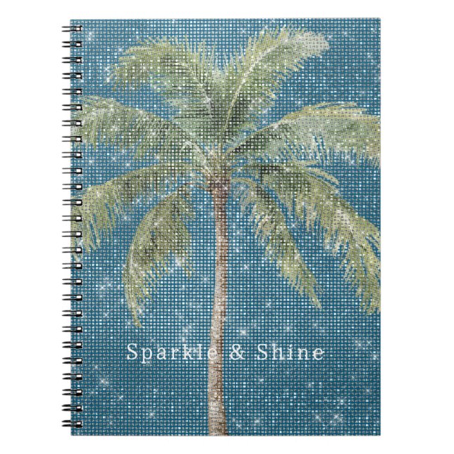 Caderno Espiral Palmeira Tropical Azul Brilho  (Frente)