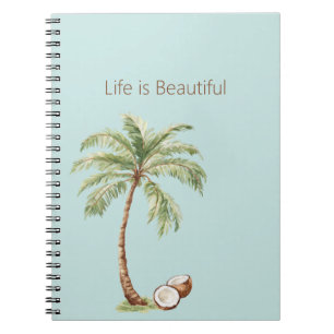 Caderno Espiral Palmeira Tropical Azul Cocos
