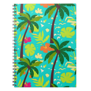 Caderno Espiral Palmeira Tropical Kigai Estética Folhagem de Verão