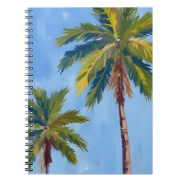 Caderno Espiral Palmeiras Aquarela Tropical Pintada
