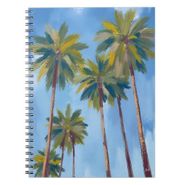 Caderno Espiral Palmeiras Aquarela Tropical Pintado