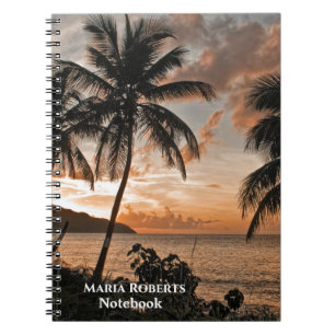 Caderno Espiral Palmeiras de praia tropical sunset