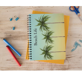 Caderno Espiral Palmeiras em uma linha, vida na praia