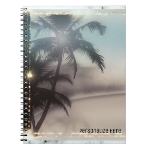Caderno Espiral Palmeiras Praia Tropical Personalizada