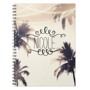 Caderno Espiral Palmeiras Tropicais & Luzes Sonho de Creme