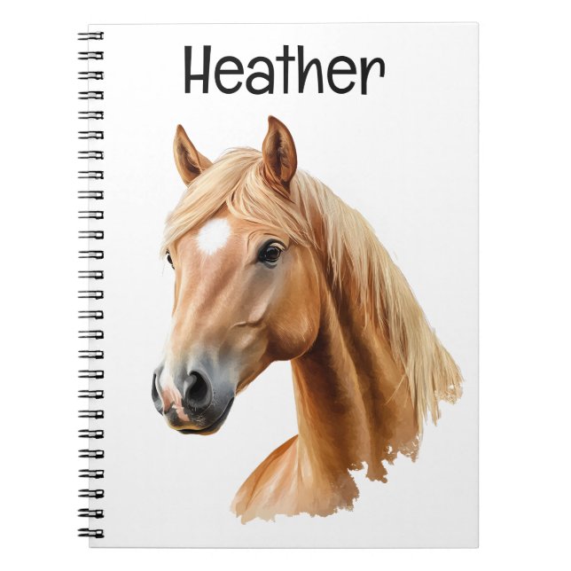 Caderno Espiral Palomino Horse Retrato Personalizado (Frente)