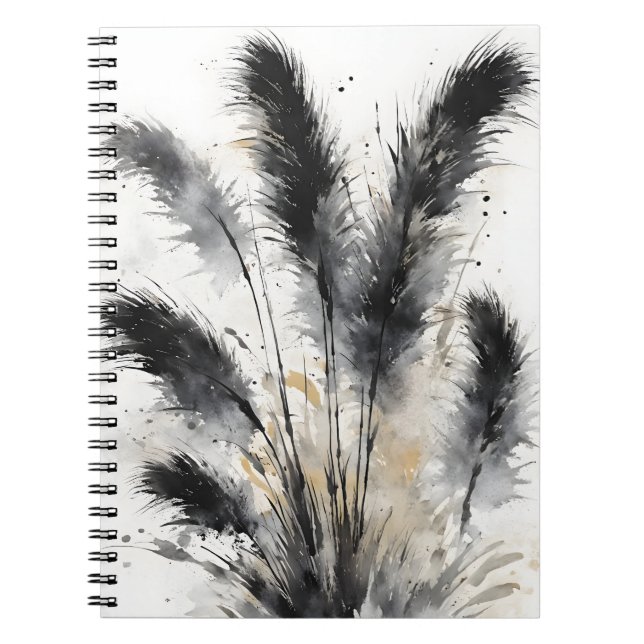 Caderno Espiral Pampas Grass - Watercolor flowers (Frente)