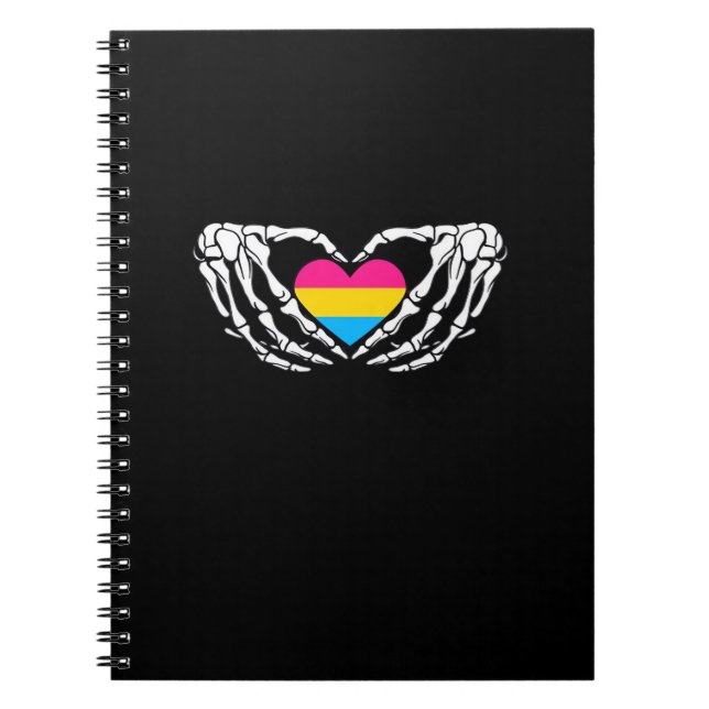 Caderno Espiral Pan Pride Skeleton Halloween Gótico Heart (Frente)