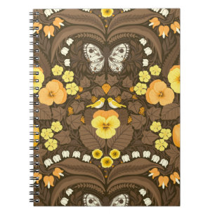 Caderno Espiral Pancas, aves e borboletas amarelas