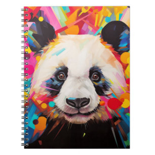 Caderno Espiral Panda Animal Retrato Colorido