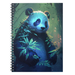 Caderno Espiral Panda Animal Retrato Pintando Vida Selvagem ao ar 