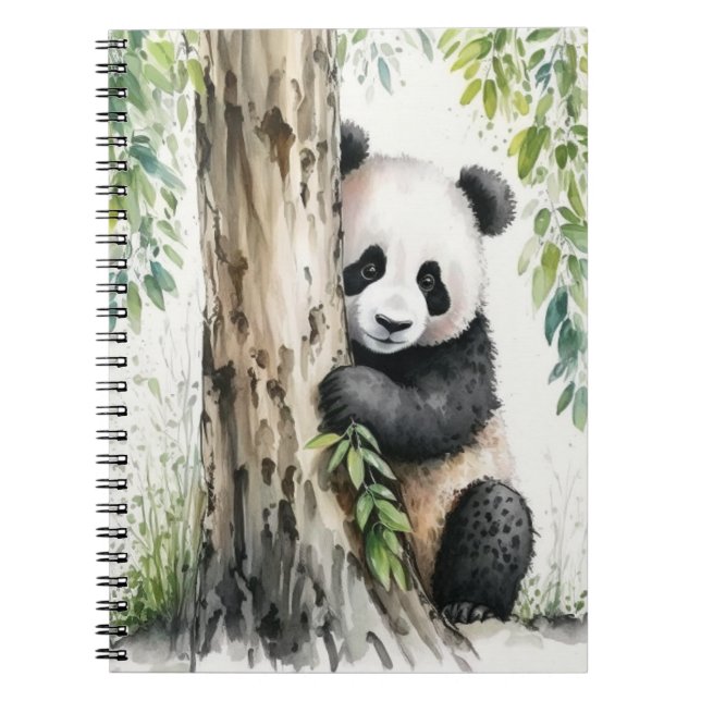 Caderno Espiral Panda Bear Por Árvore (Frente)
